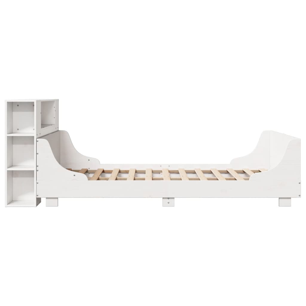Bed Frame without Mattress White 150x200 cm King Size Solid Wood Pine