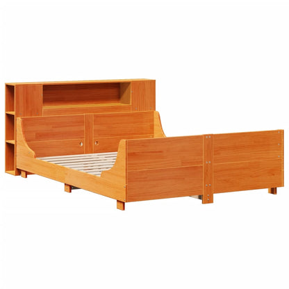 Bed Frame without Mattress Wax Brown 140x200 cm Solid Wood Pine