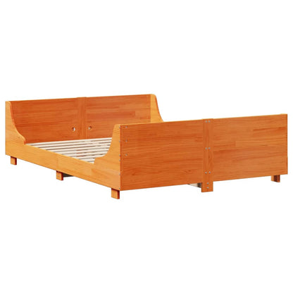Bed Frame without Mattress Wax Brown 140x200 cm Solid Wood Pine