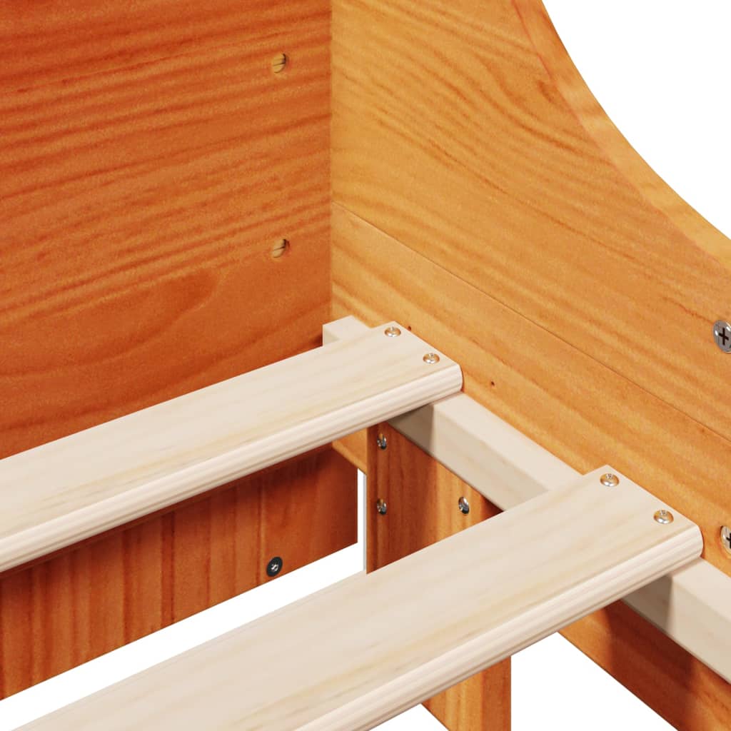 Bed Frame without Mattress Wax Brown 140x200 cm Solid Wood Pine