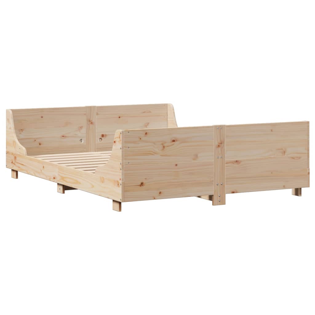Bed Frame without Mattress 140x190 cm Solid Wood Pine