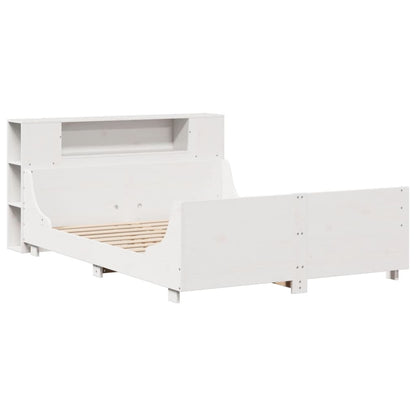Bed Frame without Mattress White 135x190 cm Double Solid Wood Pine