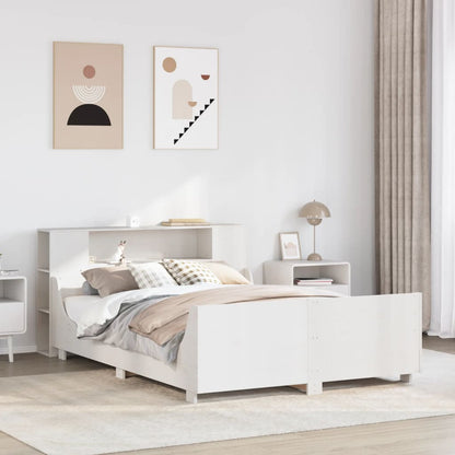 Bed Frame without Mattress White 135x190 cm Double Solid Wood Pine