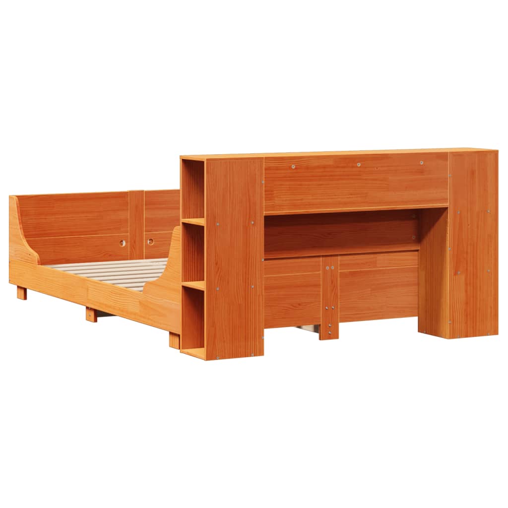 Bed Frame without Mattress Wax Brown 135x190 cm Double Solid Wood Pine