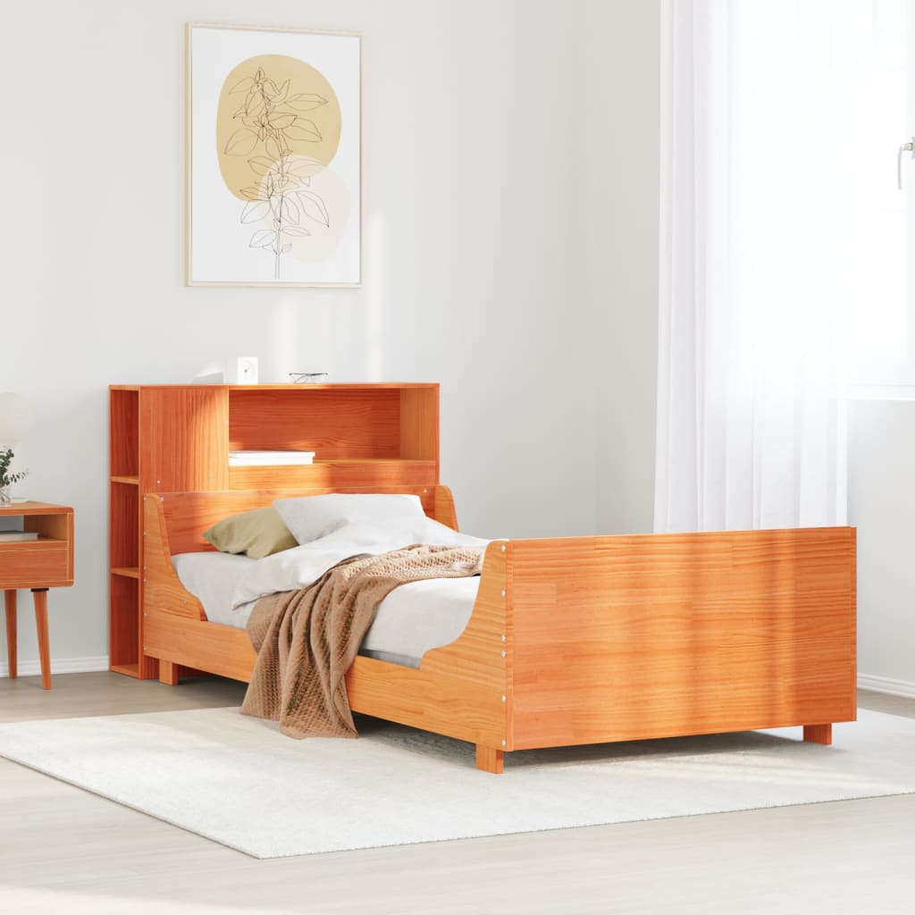 Bed Frame without Mattress Wax Brown 100x200 cm Solid Wood Pine
