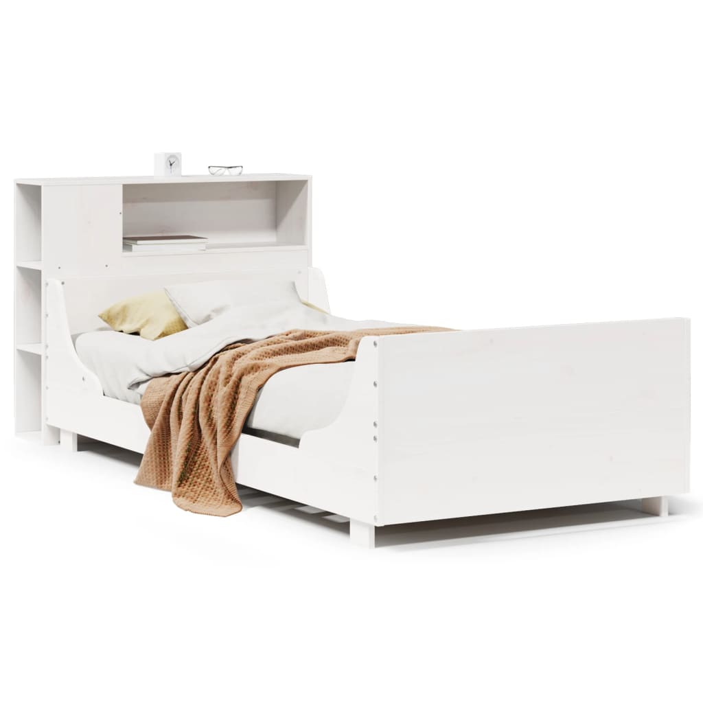 Bed Frame without Mattress White 75x190 cm Small Single Solid Wood Pine