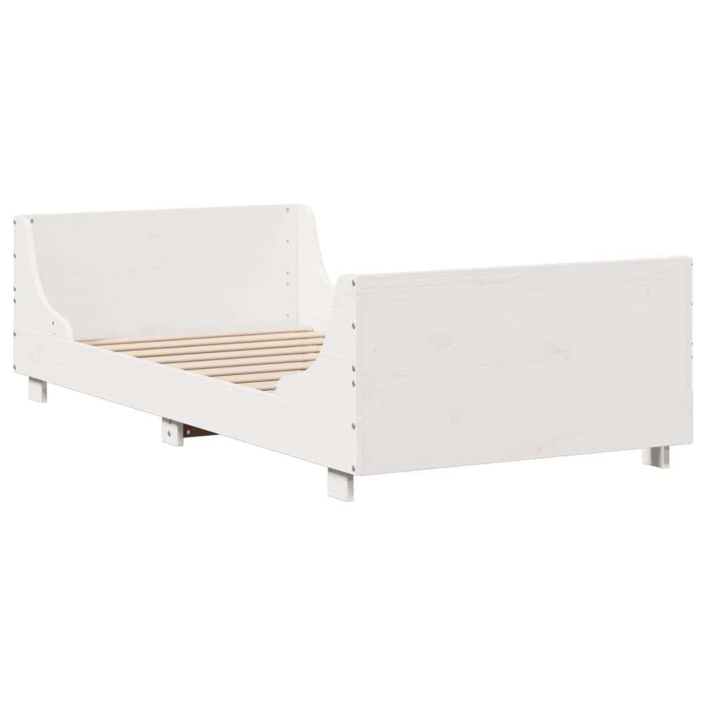 Bed Frame without Mattress White 75x190 cm Small Single Solid Wood Pine