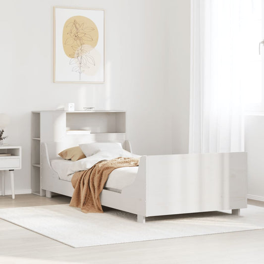 Bed Frame without Mattress White 75x190 cm Small Single Solid Wood Pine