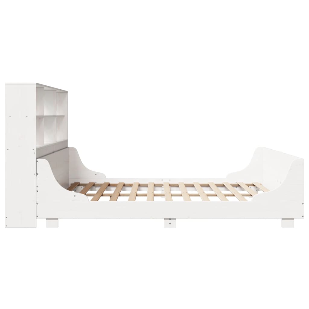 Bookcase Bed without Mattress White 180x200 cm Super King Solid Wood