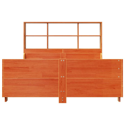 Bookcase Bed without Mattress Wax Brown 150x200 cm King Size Solid Wood