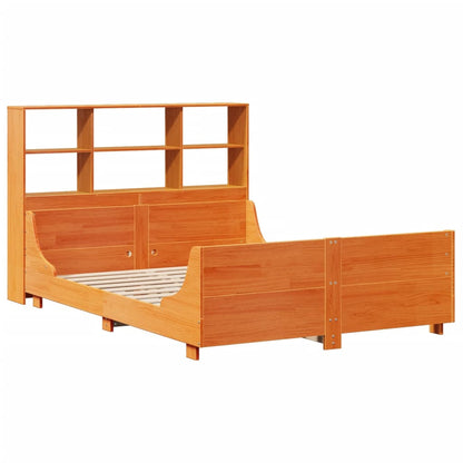 Bookcase Bed without Mattress Wax Brown 140x200 cm Solid Wood