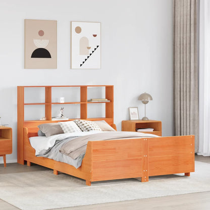 Bookcase Bed without Mattress Wax Brown 140x200 cm Solid Wood