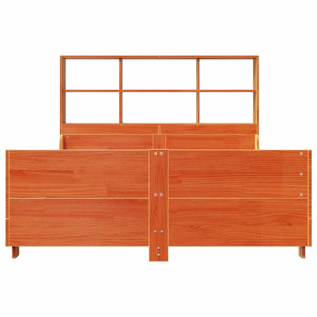 Bookcase Bed without Mattress Wax Brown 120x200 cm Solid Wood