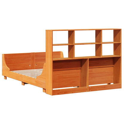 Bookcase Bed without Mattress Wax Brown 120x200 cm Solid Wood