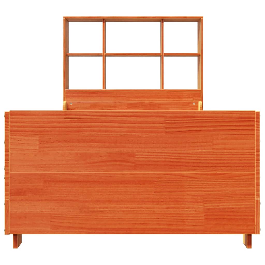 Bookcase Bed without Mattress Wax Brown 100x200 cm Solid Wood
