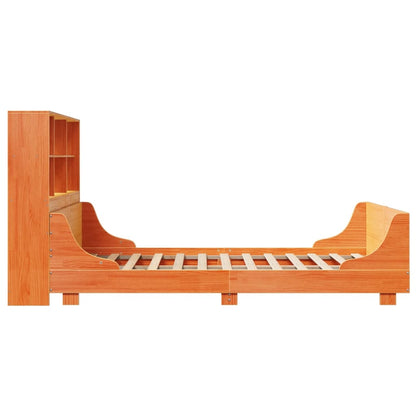 Bookcase Bed without Mattress Wax Brown 135x190 cm Double Solid Wood