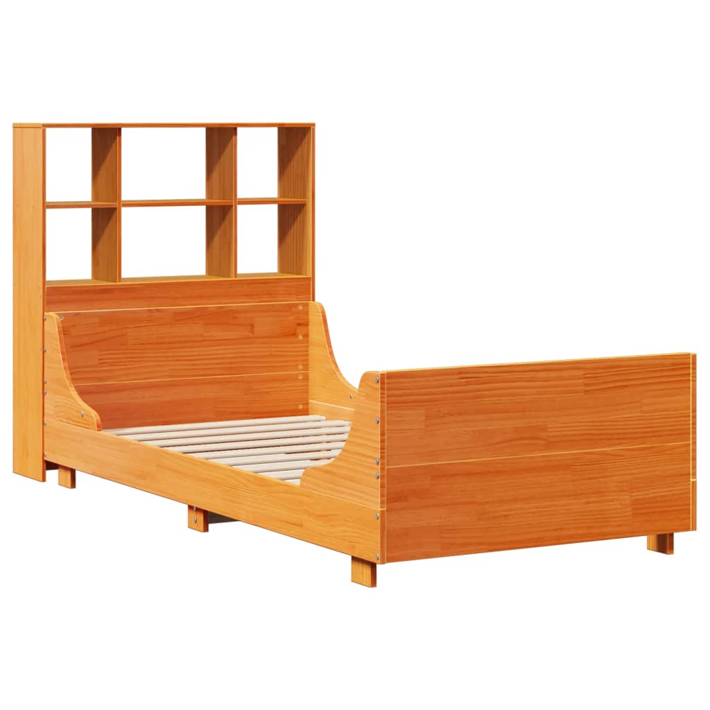 Bookcase Bed without Mattress Wax Brown 75x190 cm Small Single Solid Wood