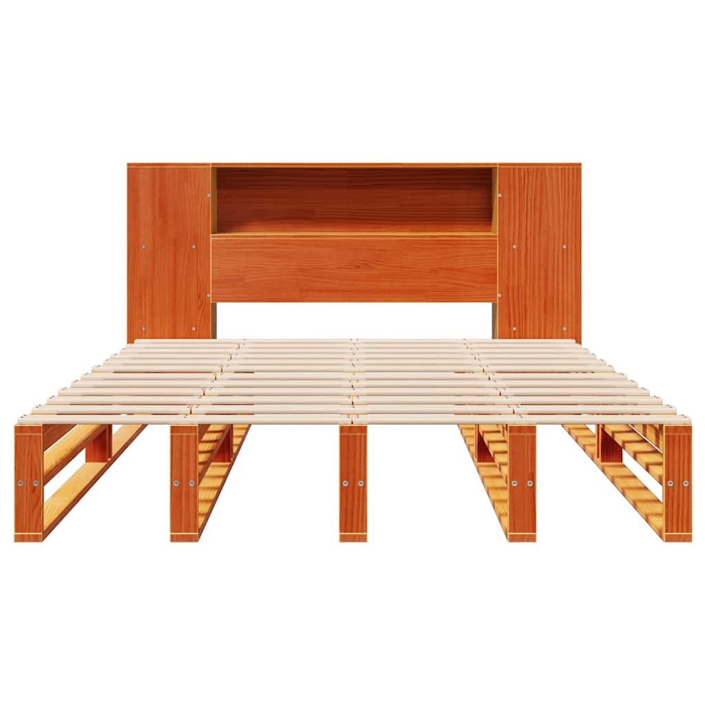 Bookcase Bed without Mattress Wax Brown 150x200 cm King Size Solid Wood