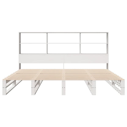 Bookcase Bed without Mattress White 180x200 cm Super King Solid Wood
