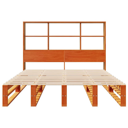 Bookcase Bed without Mattress Wax Brown 140x190 cm Solid Wood