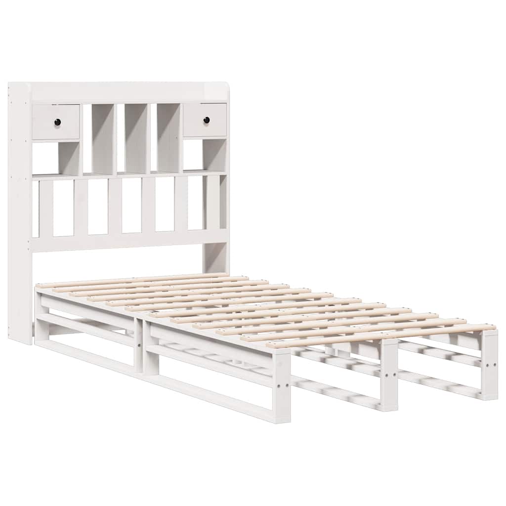 Bookcase Bed without Mattress White 90x200 cm Solid Wood Pine
