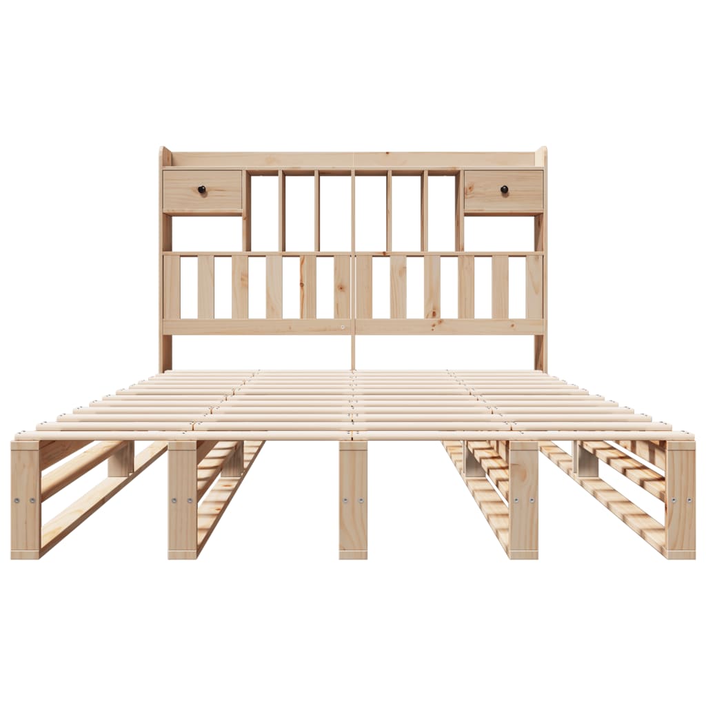 Bookcase Bed without Mattress 140x200 cm Solid Wood Pine
