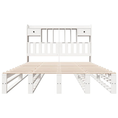 Bookcase Bed without Mattress White 140x200 cm Solid Wood Pine