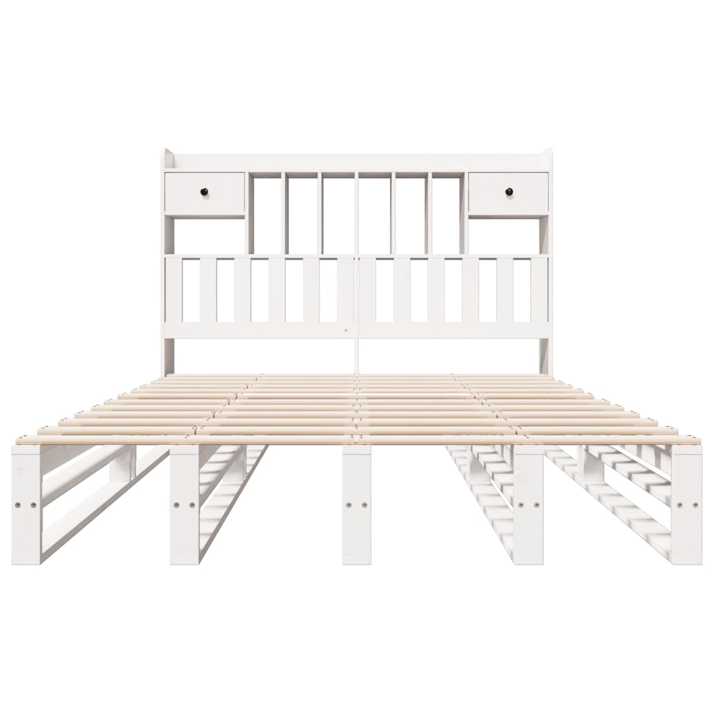 Bookcase Bed without Mattress White 160x200 cm Solid Wood Pine