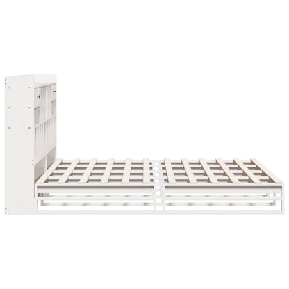 Bookcase Bed without Mattress White 180x200 cm Super King Solid Wood Pine