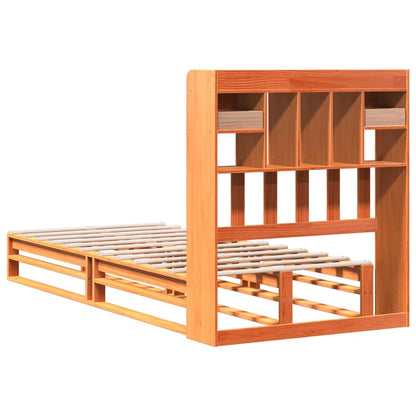 Bookcase Bed without Mattress Wax Brown 75x190 cm Small Single Solid Wood Pine