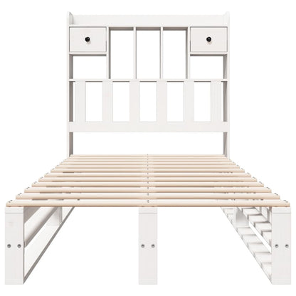 Bookcase Bed without Mattress White 90x190 cm Single Solid Wood Pine