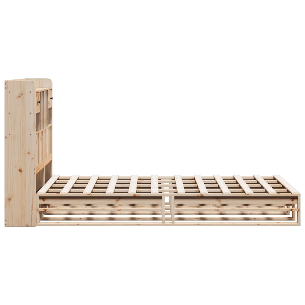 Bookcase Bed without Mattress 135x190 cm Double Solid Wood Pine