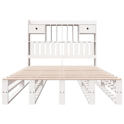 Bookcase Bed without Mattress White 135x190 cm Double Solid Wood Pine