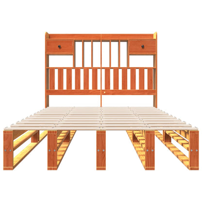 Bookcase Bed without Mattress Wax Brown 135x190 cm Double Solid Wood Pine