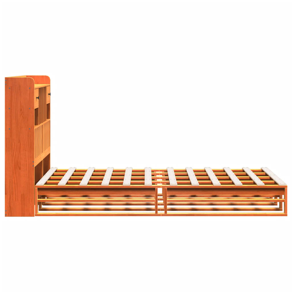 Bookcase Bed without Mattress Wax Brown 135x190 cm Double Solid Wood Pine