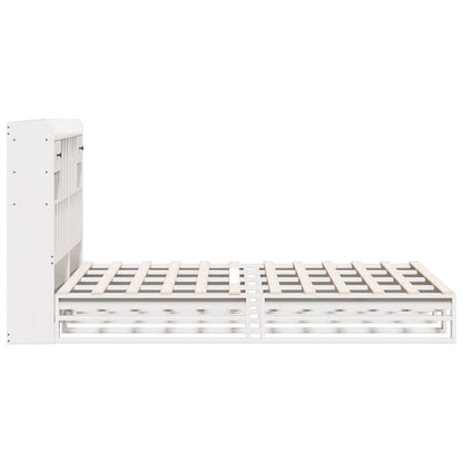 Bookcase Bed without Mattress White 140x190 cm Solid Wood Pine