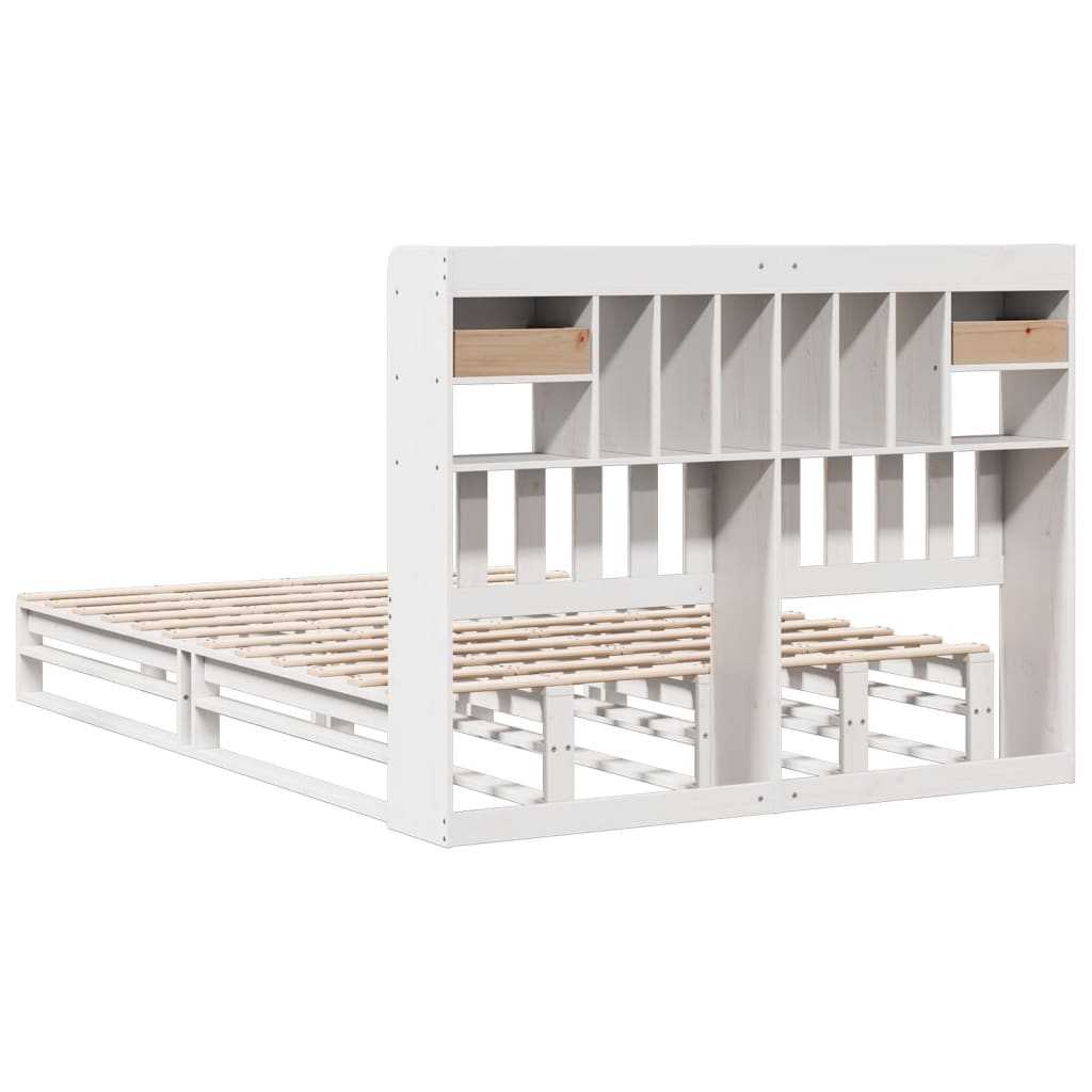 Bookcase Bed without Mattress White 140x190 cm Solid Wood Pine