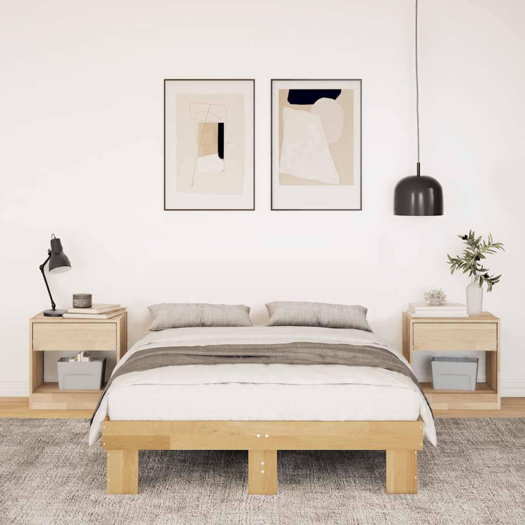 Bed Frame without Mattress 120x200 cm Solid Wood Oak