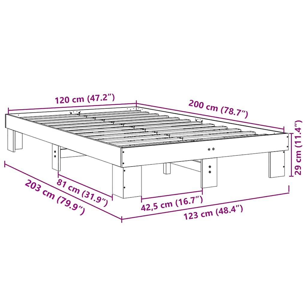 Bed Frame without Mattress 120x200 cm Solid Wood Oak