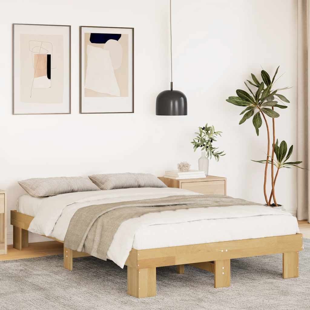 Bed Frame without Mattress 120x200 cm Solid Wood Oak