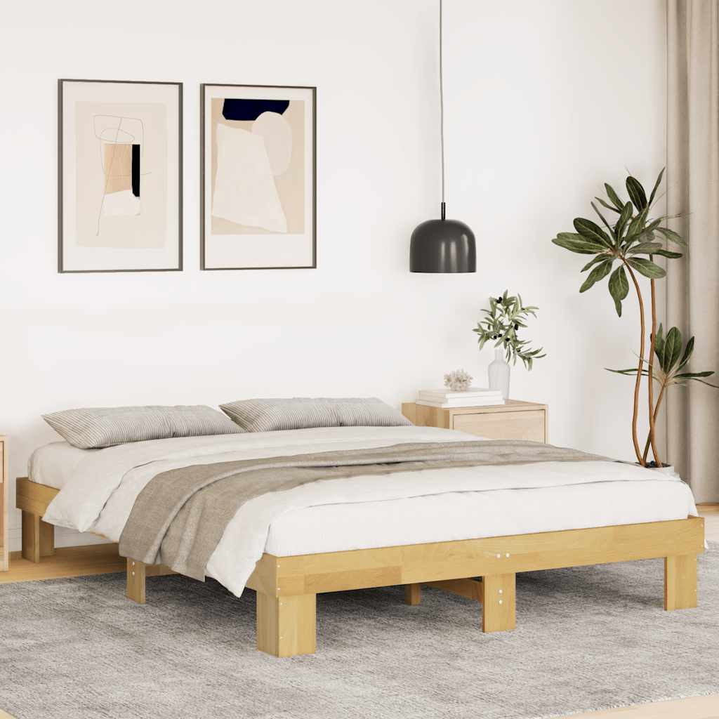 Bed Frame without Mattress 140x200 cm Solid Wood Oak
