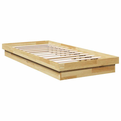 Bed Frame Without Mattress 75x190 cm Solid Oak Wood