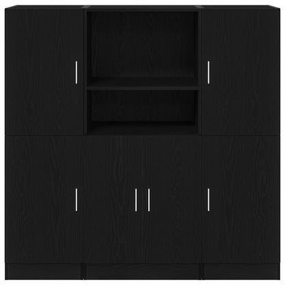 3 Piece Kitchen Cabinet Set Black Engineered Wood