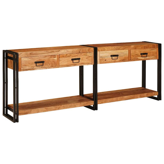 Console Tables 2 pcs Brown 200 x 33 x 75 cm Solid Acacia Wood