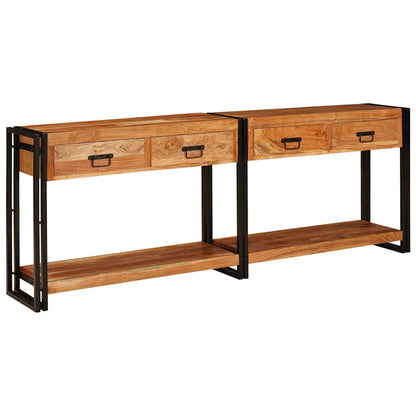 Console Tables 2 pcs Brown 200 x 33 x 75 cm Solid Acacia Wood
