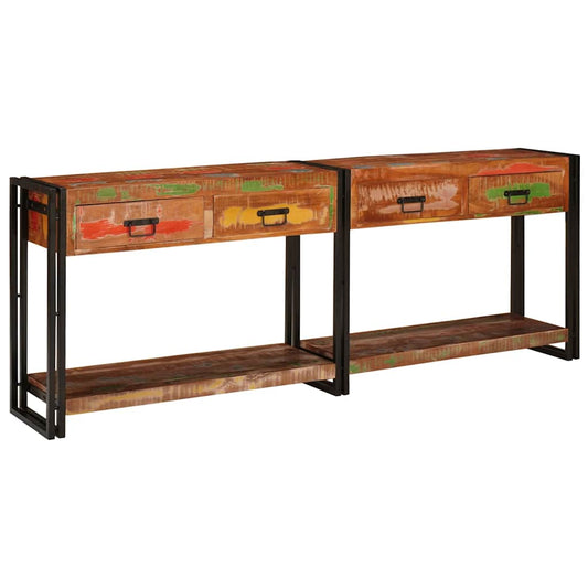 Console Tables with Drawer 2 pcs Multicolour Solid Reclaim Wood