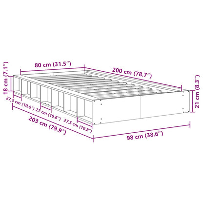 Bed Frame | Oak | Solid oak wood | Single | Bed Frame | Rectangular