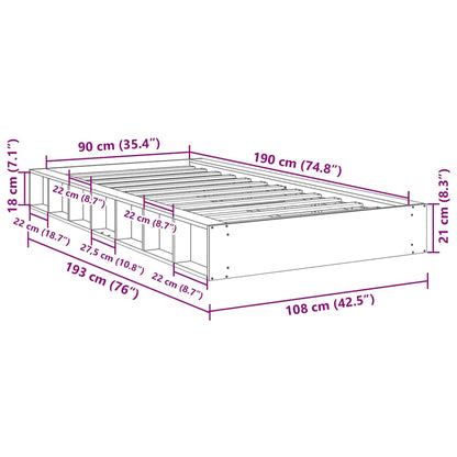 Bed Frame | Oak | Solid Oak Wood | 90x190 cm | Bed Frame | Rectangular