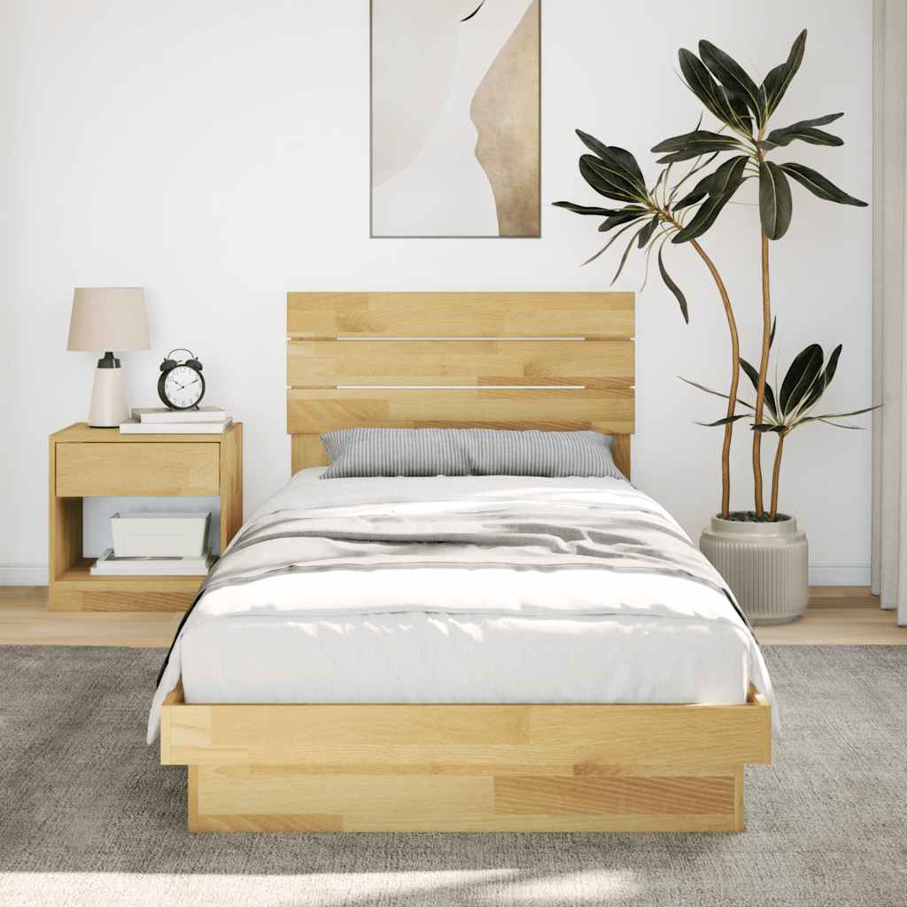Bed Frame with Headboard without Mattress 80x200 cm Solid Wood Oak