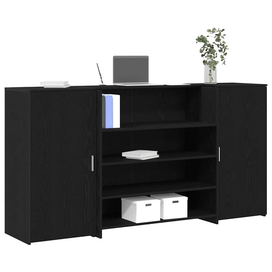Reception Desk Black Oak 200x50x103,5 cm Engineered Wood